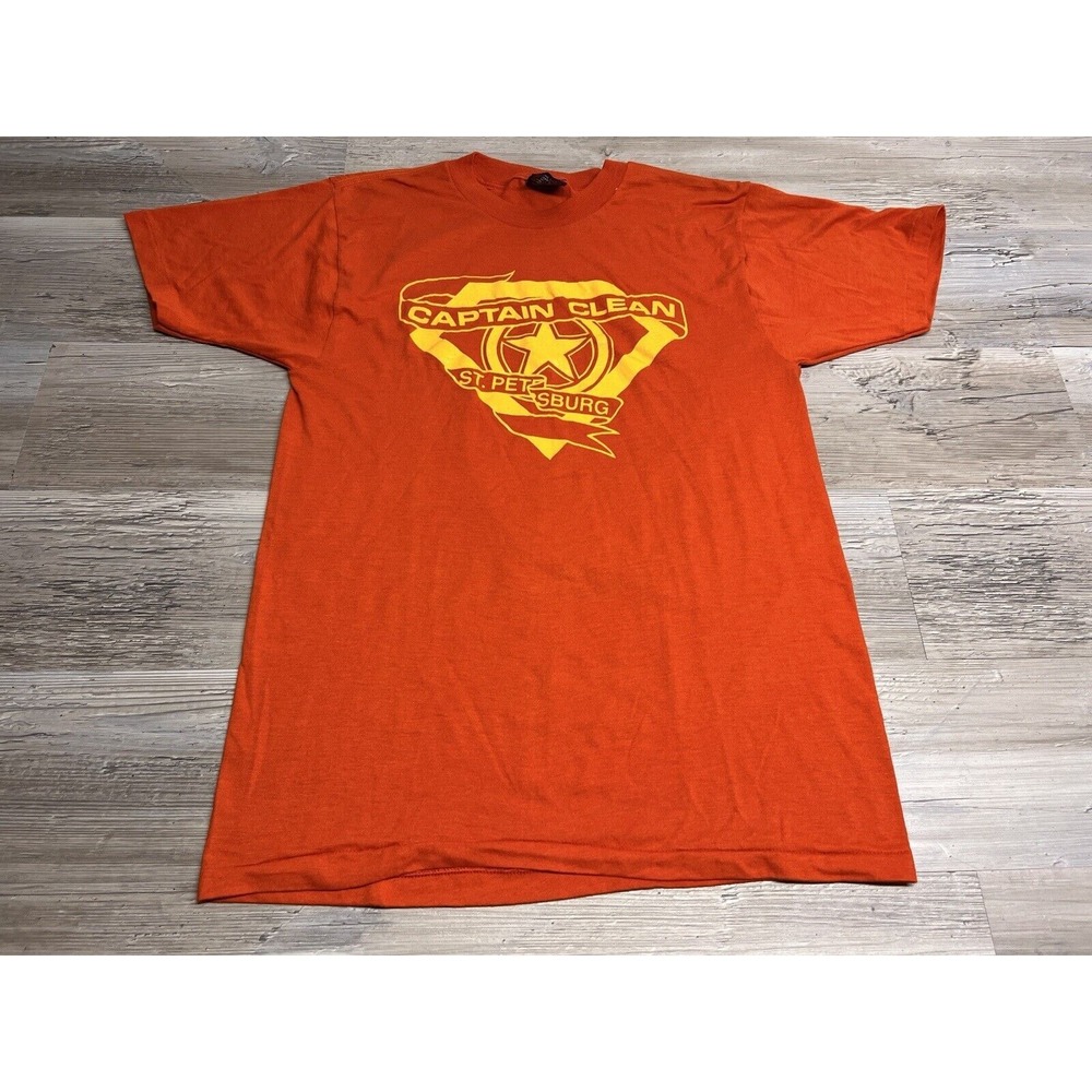 Vintage 90s Superhero T-Shirt Captain Clean St Petersburg Florida Wish MCU Sz L